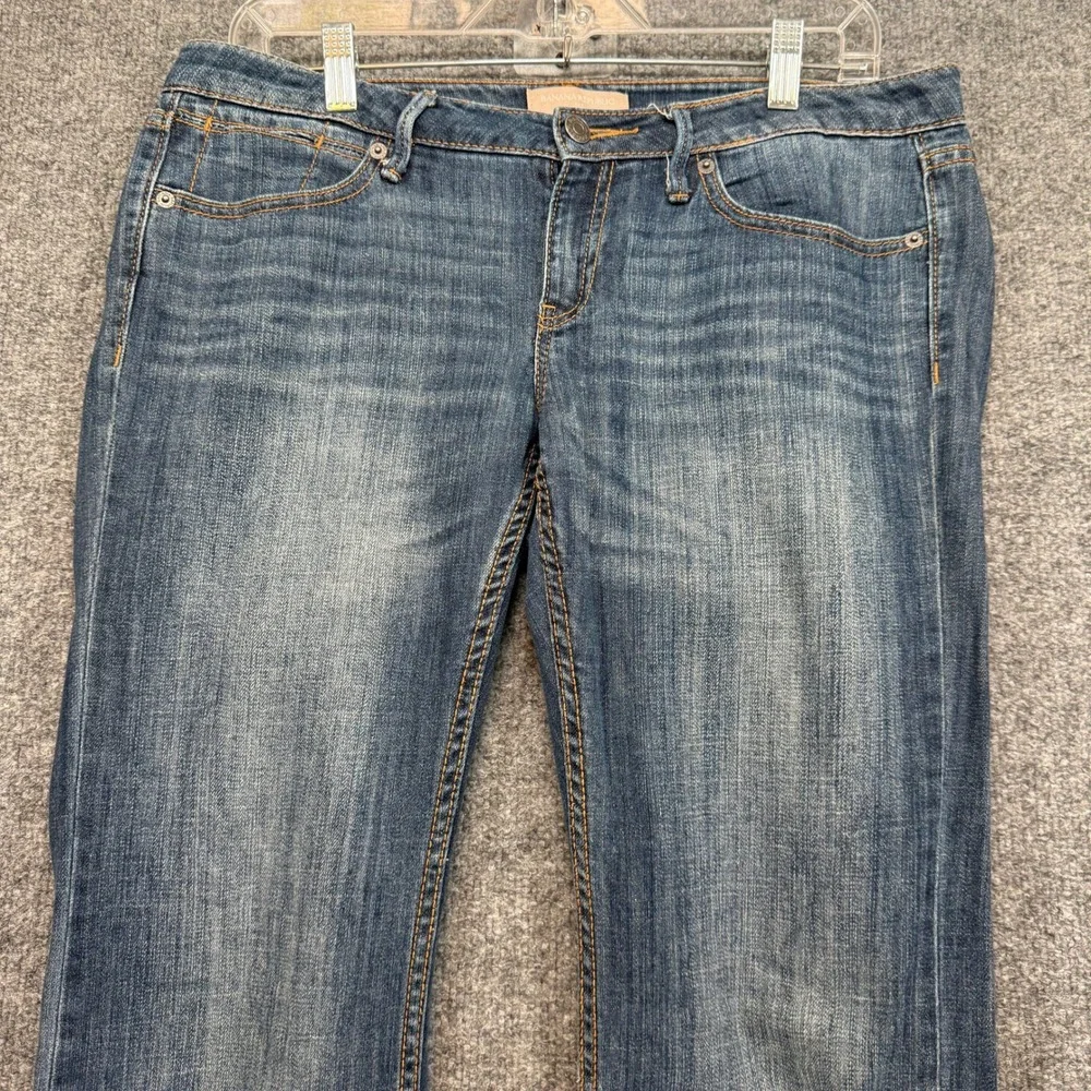 Banana Republic Bootcut Flare‎ Jeans Men 28 Blue Stretch Flap Pocket Distressed